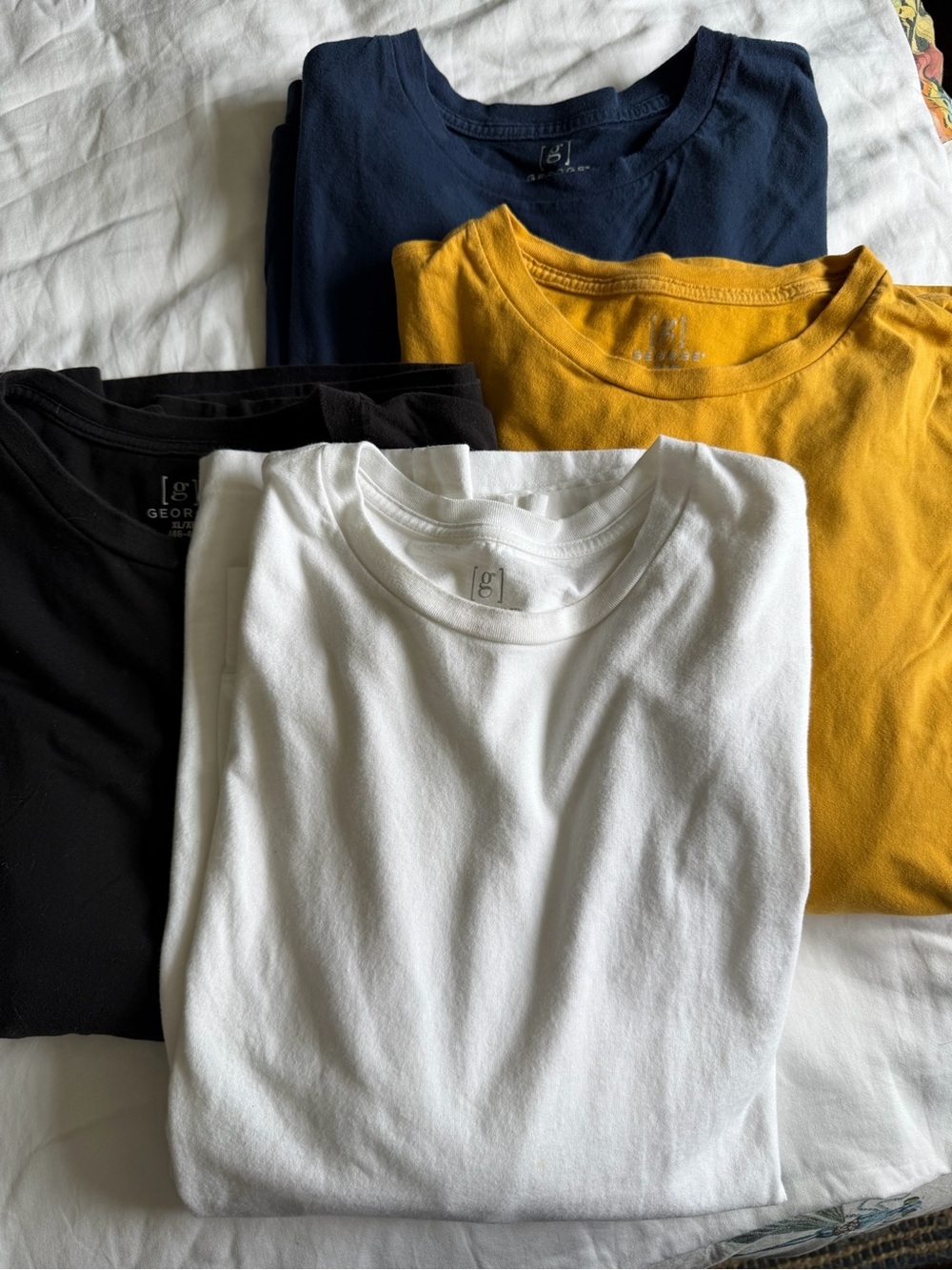 George Men’s Short Sleeve Crew Neck T-Shirts - Navy, Black, White, Mustard - Picture 2 of 4
